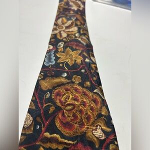 Barneys New York Gold and Red Floral Tie